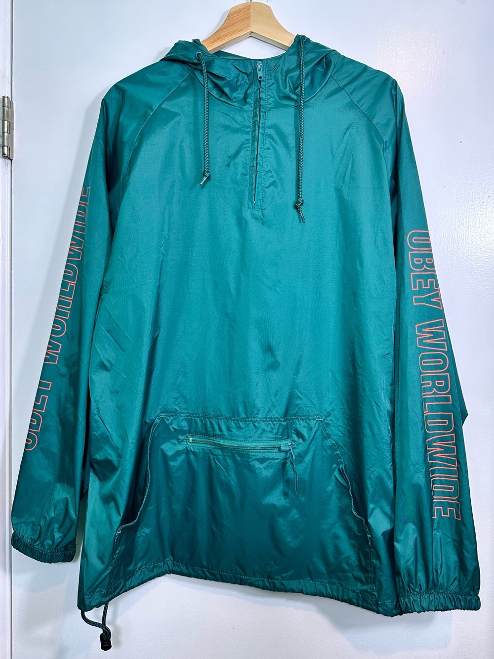 Obey Teal Pullover Windbreaker with Sleeve Logo